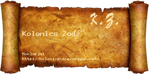 Kolonics Zoé névjegykártya